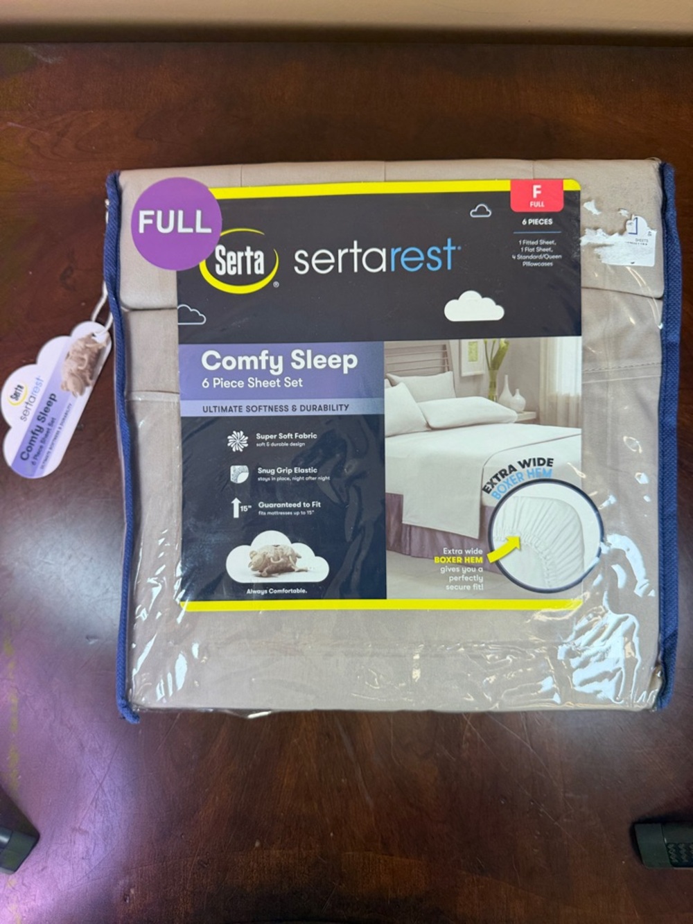 Serta Comfy Sleep 6-Piece Sheet Set in Tan (Full)